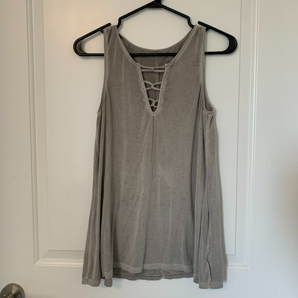 American Eagle Soft & Sexy Grey Distressed Tank (Small) - Picture 1 of 3